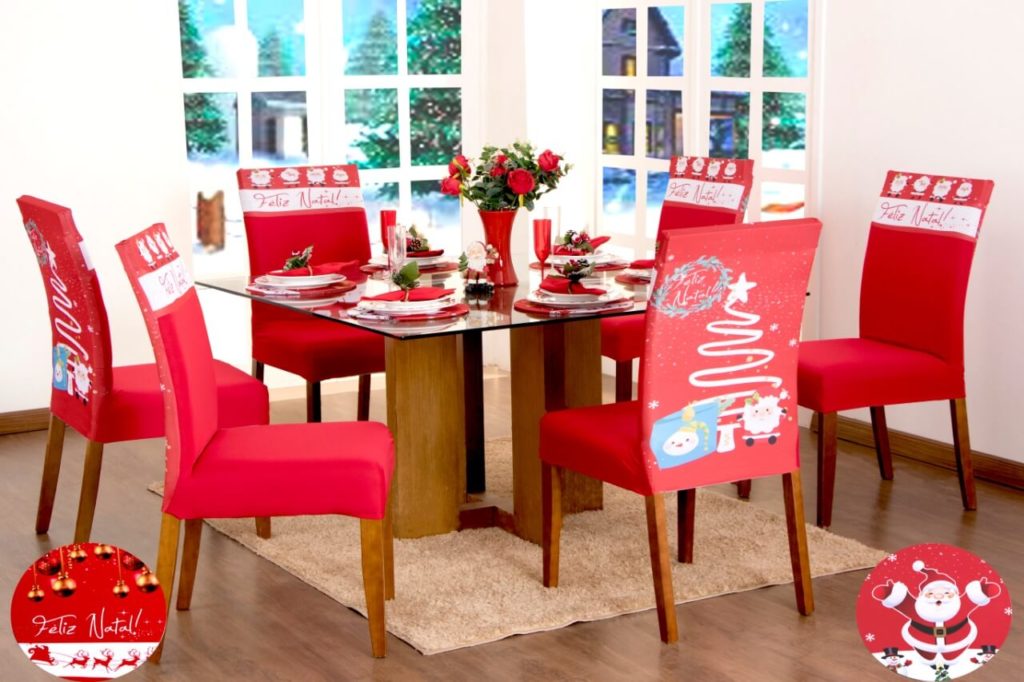 Capa de cadeira de Natal: 12 ideias para decorar sua sala de jantar