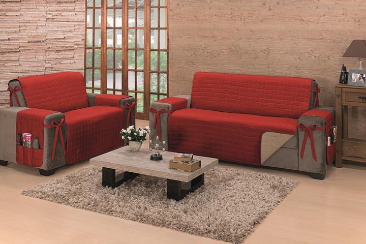 capa impermeável de sofá vermelha natal