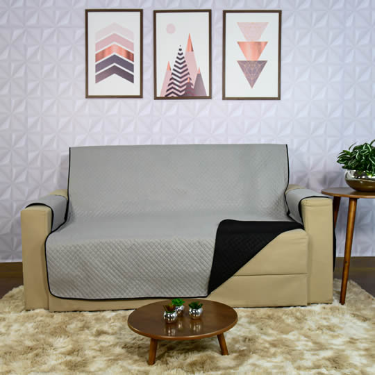 capa de sofa impermeável cinza