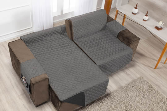Modelo de capa de sofá retrátil cinza aberto