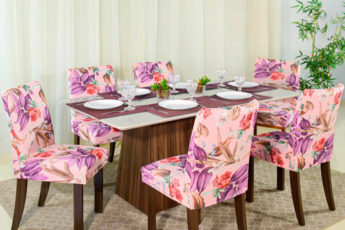 capas para cadeiras de sala de jantar com estampa florida