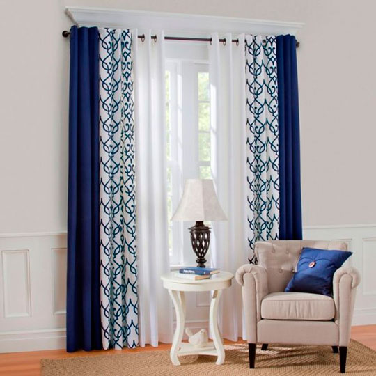 cortina para sala azul