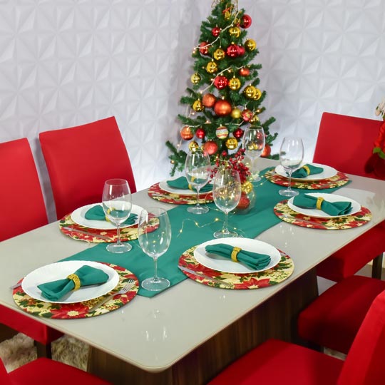 decoração simples de Natal para mesa de jantar