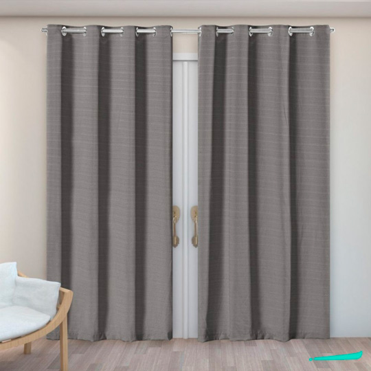 cortina de tecido cinza