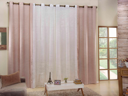 cortina de tecido cetim amassado