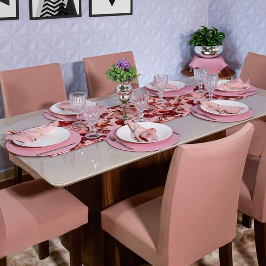toalha de mesa caminho de flores rosa