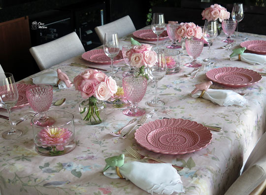 toalha de mesa floral suave