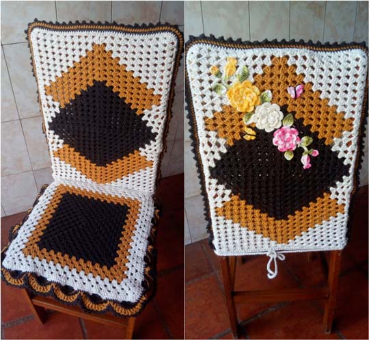 capa de cadeira de crochê