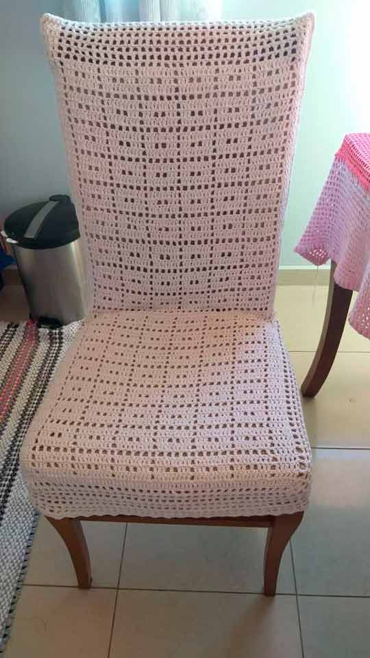 capa de cadeira de crochê