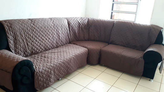 capa para sofá de canto acolchoada