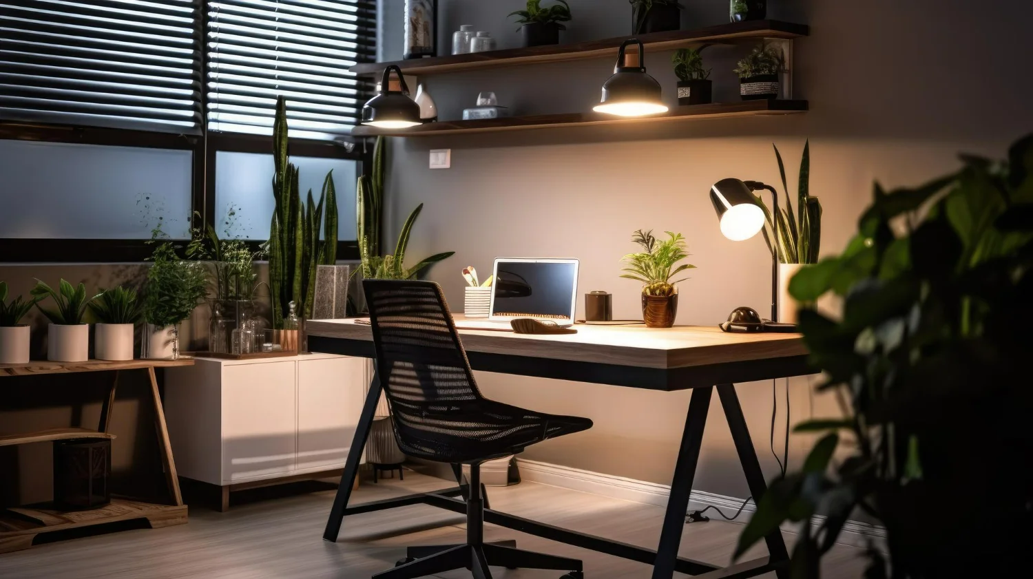 escritório com plantas