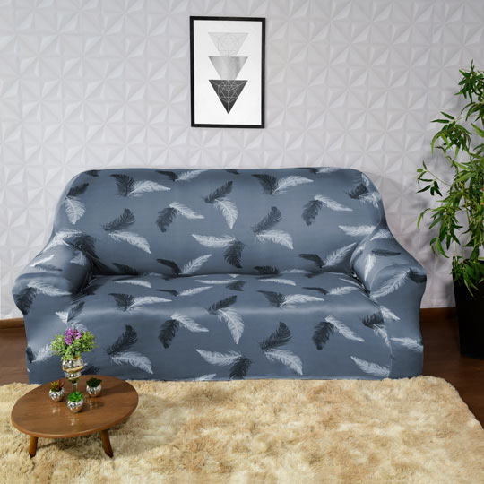 capa de sofá estampada cinza