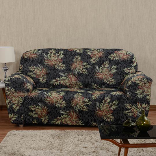 capa de sofá estampada escura