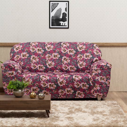 capa de sofá estampada floral