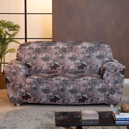 capa de sofá estampada marrom floral
