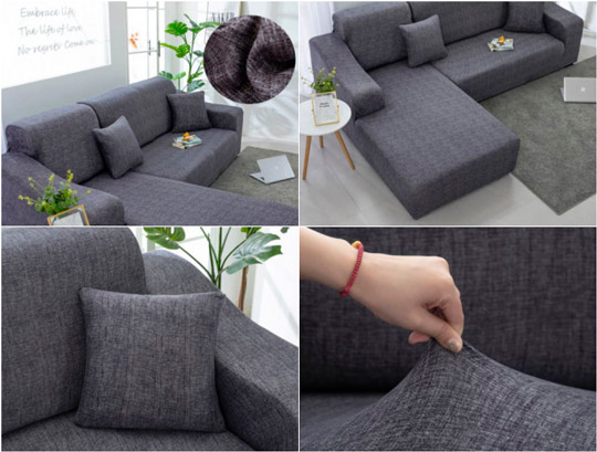 modelo de capa de sofá de canto chaise chumbo