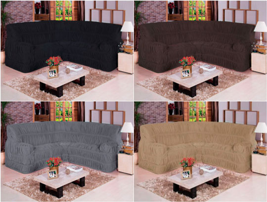modelo de capa de sofá de canto elasticada