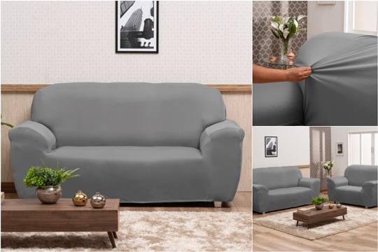 capa de sofá cinza-clara