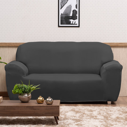 capa de sofá cinza-escura