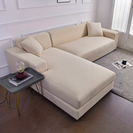 capa de sofá em L bege