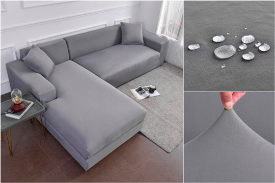 capa impermeável para sofá cinza-clara
