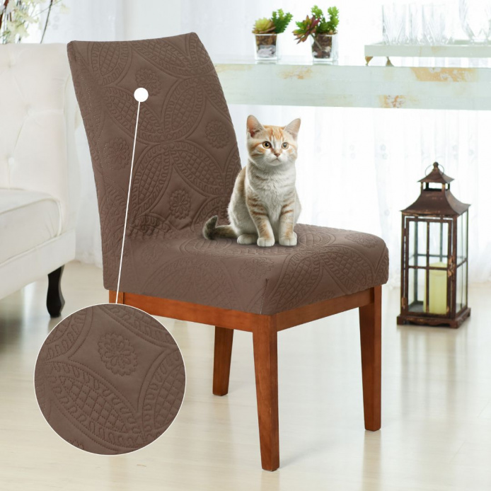Capa de cadeira anti-gato matelada - Chocolate