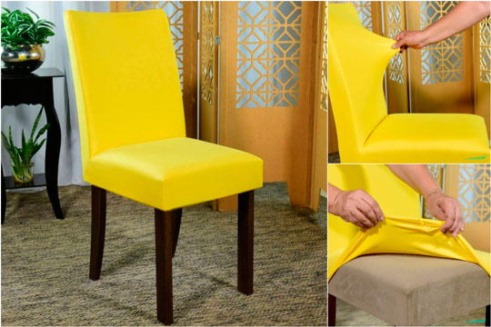 capa de cadeira amarela