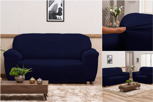 capa de sofá azul