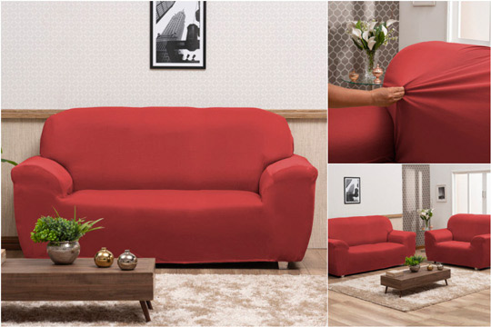 capa de sofá vermelha