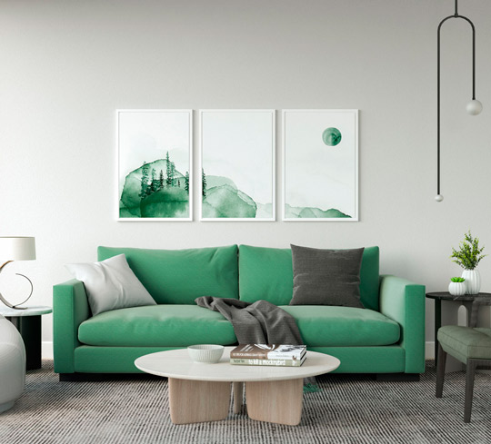 sofá verde-claro