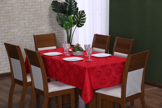 Toalha de Mesa Jacquard - Vermelha