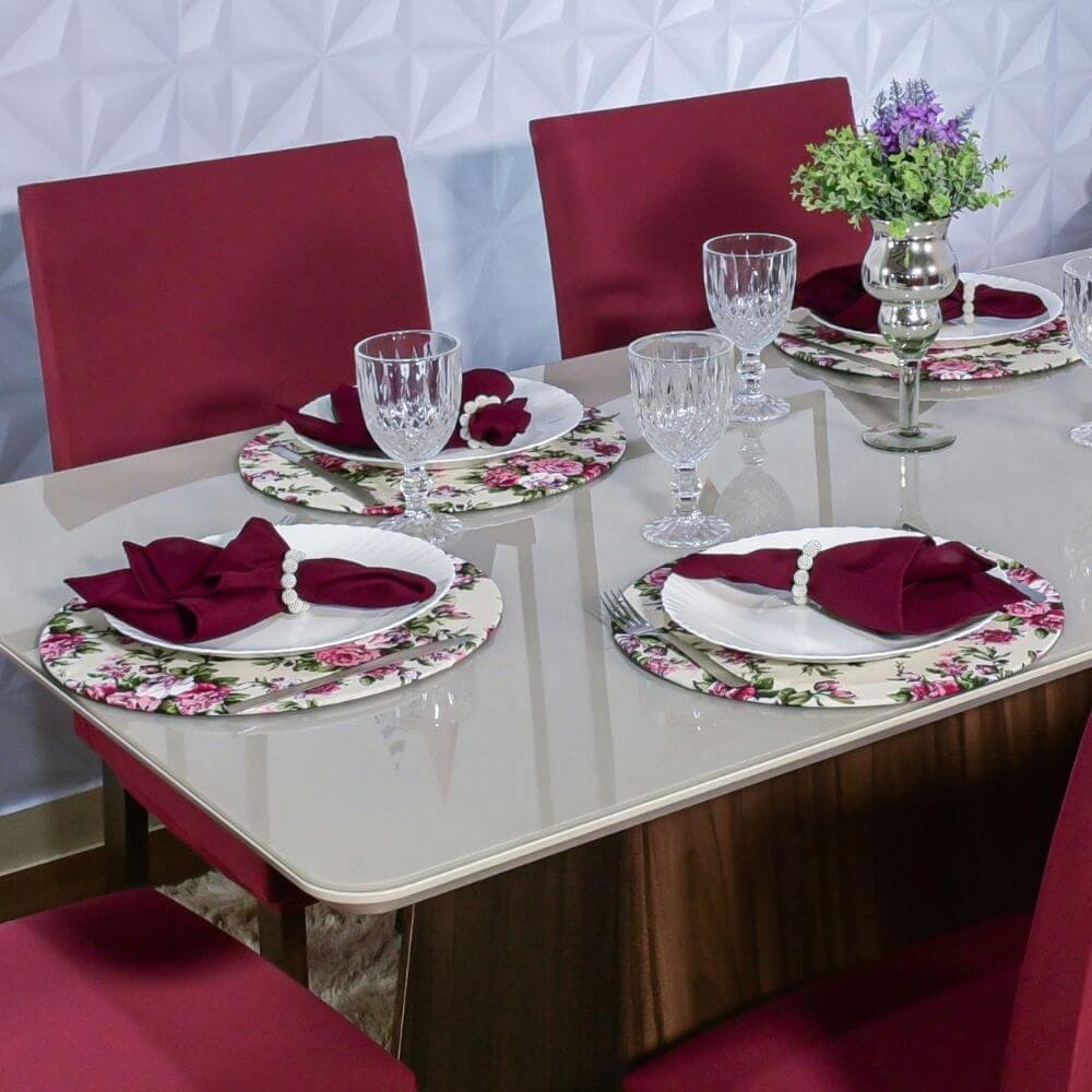 Mesa Posta com Sousplat - Flor Marsala