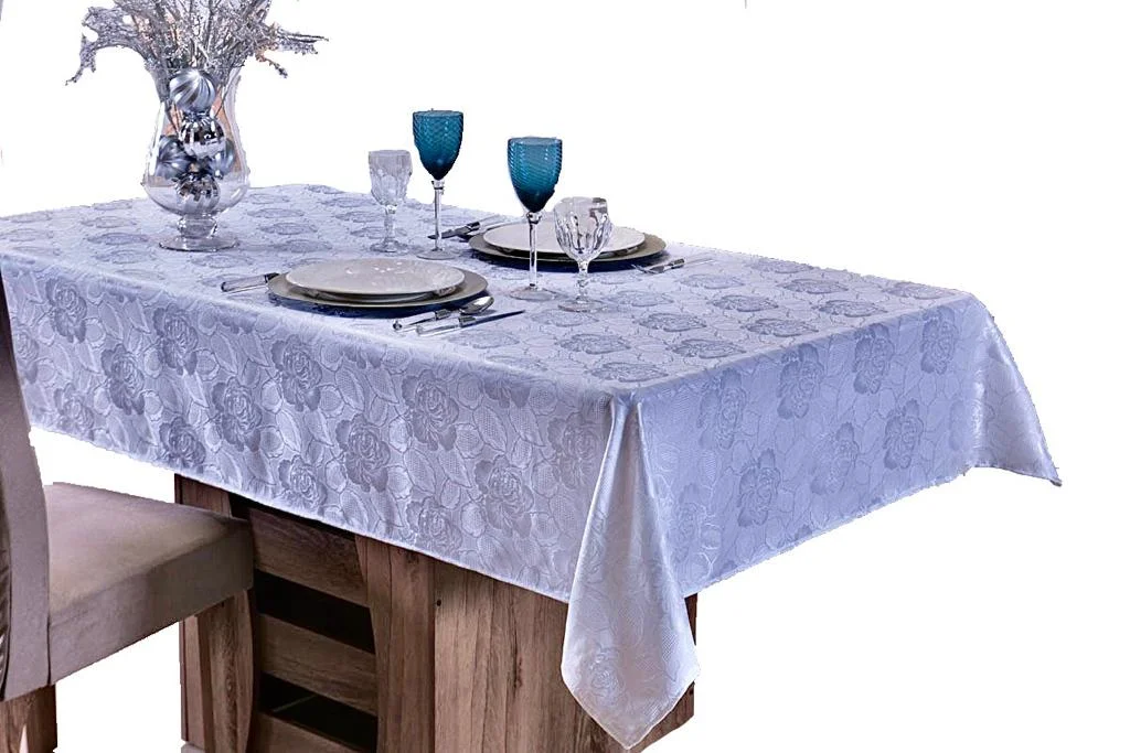 Toalha de mesa branca Jacquard