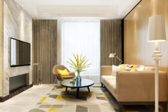 Imagem de uma sala de estar decorada conforme as tendências de decoração 2023