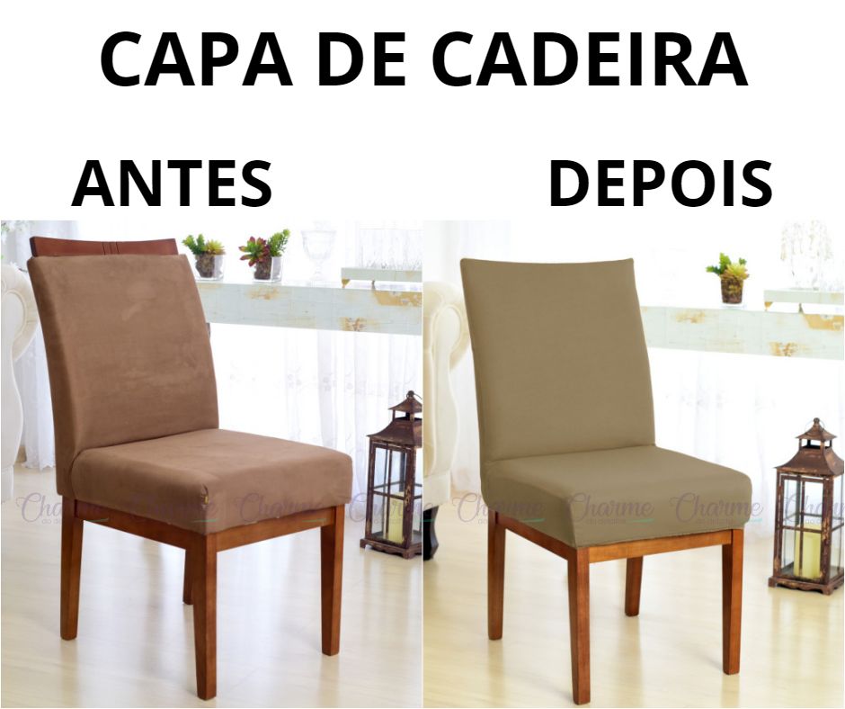 cadeira sem capa e com capa antes e depois