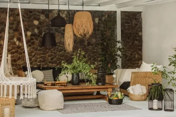 decoração boho chic área de lazer