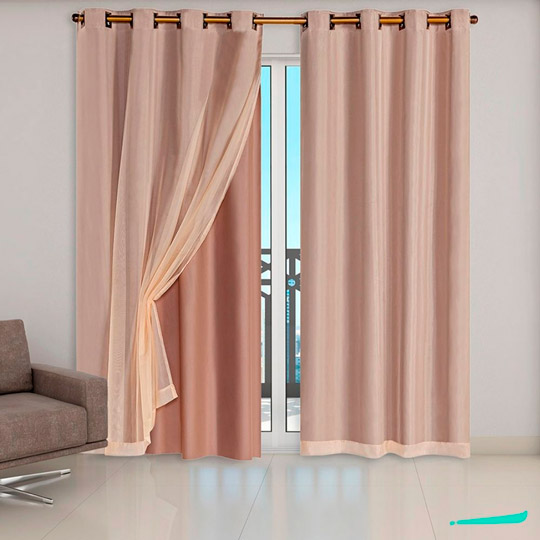 cortina para quarto blackout com voil rosa