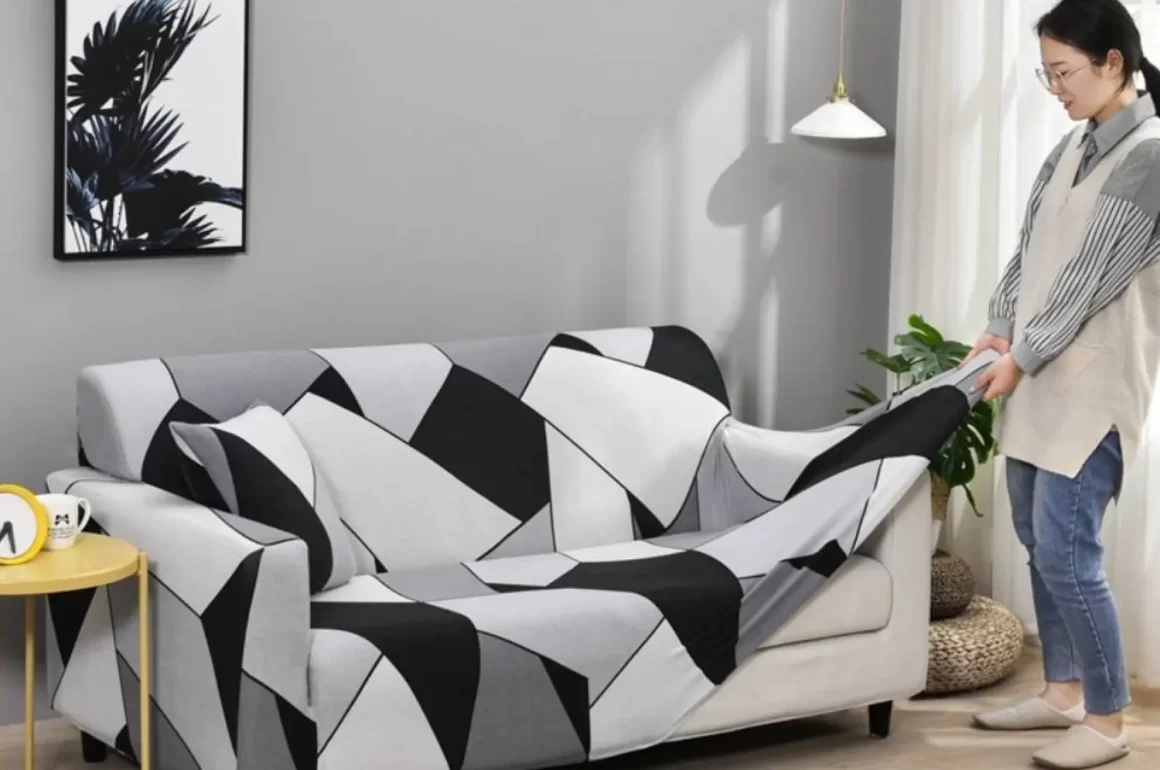capa para sofa de spandex special modern geo mosaio
