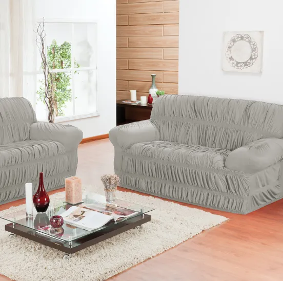 capa de sofa elasticada elegance cinza